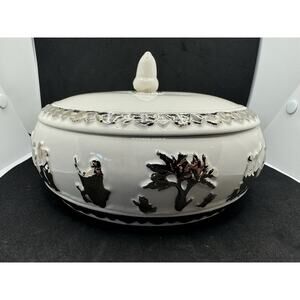 Arnels White Silver Sister Dominica Vintage 1975 Decorative / Candy Dish Read*